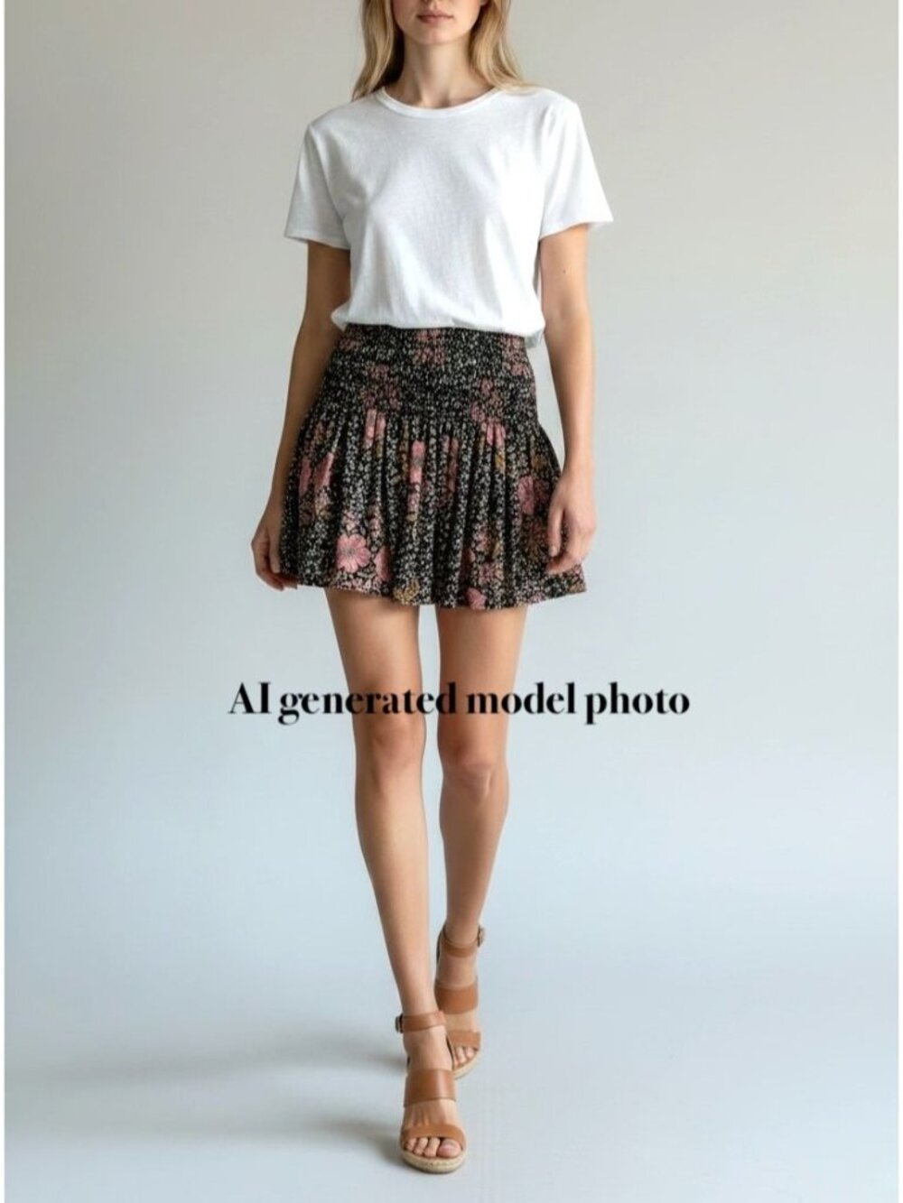 ZADIG & VOLTAIRE Jessy Smocked Floral‎ Silk Mini Skirt, Noir, Size 34 EU (XS)